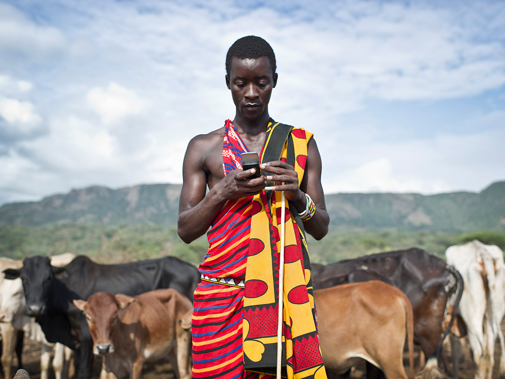 Masai cell phone user