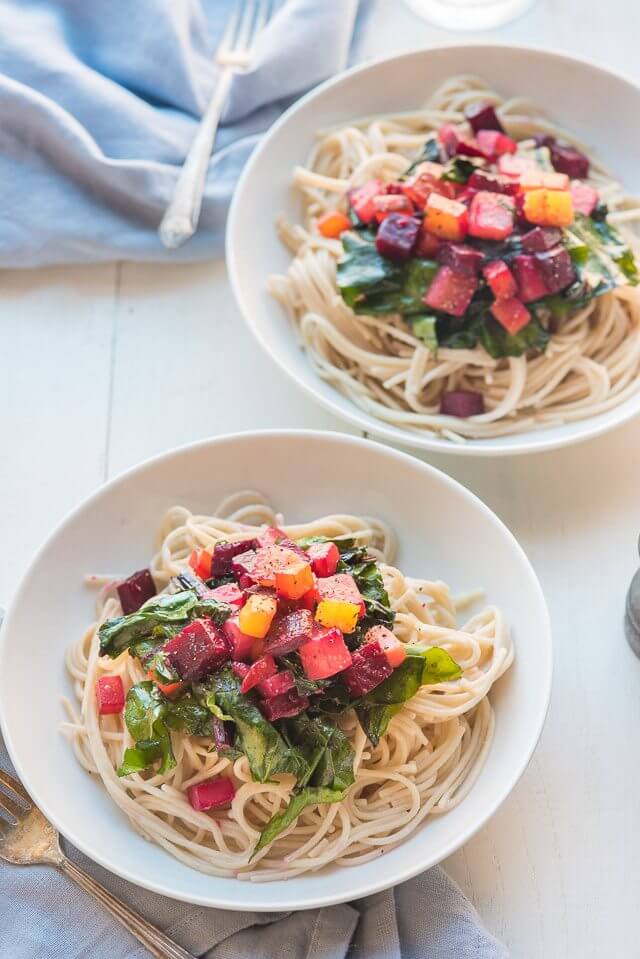 Spaghetti with Beets and also Greens