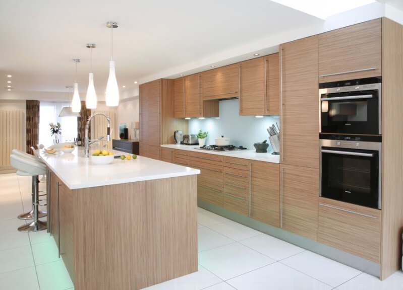 Whitewashed Wood Cooking Area Cabinets